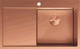 Mexen Exar стоманена мивка с една камера и дренаж, дясна 780 x 480 mm, мед