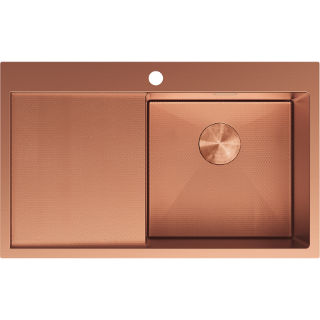 Mexen Exar кухненска мивка от неръждаема стомана с 1 отделение и дренаж, дясна, 780 х 480 мм, мед HC - 6434781010P-65HC