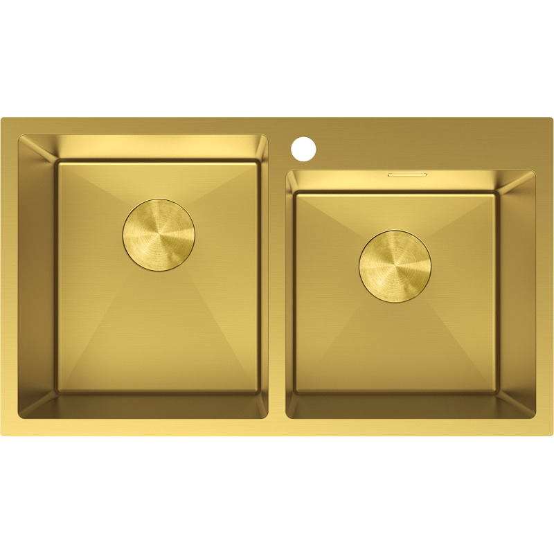 Mexen Xorin мивка от неръждаема стомана с 2 камери 780 x 450 мм, златна - 6441782000-55