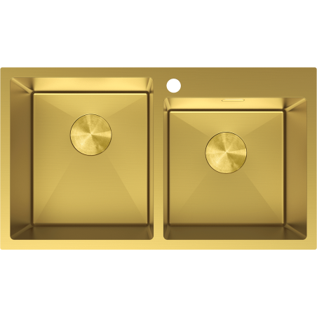 Mexen Xorin мивка от неръждаема стомана с 2 камери 780 x 450 мм, златна - 6441782000-55