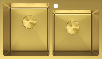 Mexen Xorin мивка от неръждаема стомана с 2 камери 780 x 450 мм, златна - 6441782000-55