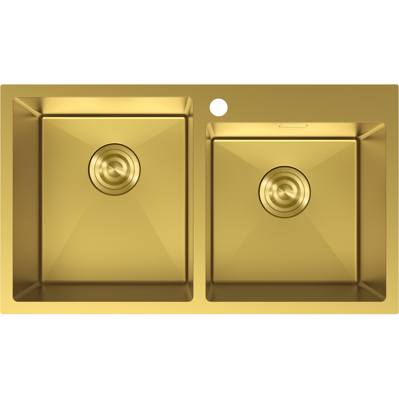 Mexen Xorin мивка от неръждаема стомана с 2 камери 780 x 450 мм, златна - 6441782000-55