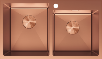 Mexen Xorin мивка от неръждаема стомана с 2 отделения 780 x 450 мм, мед - 6441782000-65