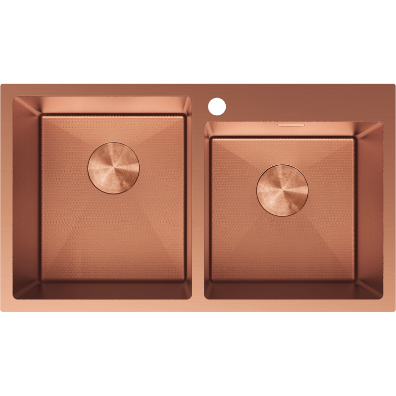 Mexen Xorin стоманена мивка с две отделения 780 x 450 мм, мед HC - 6441782000-65HC