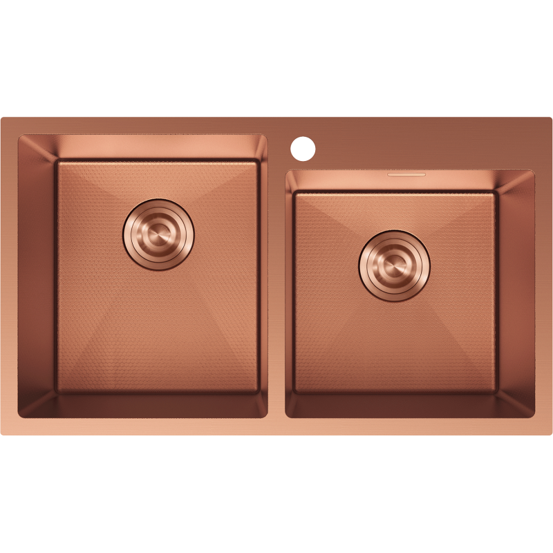 Mexen Xorin стоманена мивка с две отделения 780 x 450 мм, мед HC - 6441782000-65HC