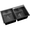 Mexen Xorin стоманена кухненска мивка с две корита 780 х 450 мм, черна - 6441782000-70