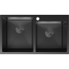 Mexen Xorin стоманена кухненска мивка с две корита 780 х 450 мм, черна - 6441782000-70
