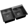 Mexen Xorin стоманена кухненска мивка с две корита 780 х 450 мм, черна - 6441782000-70