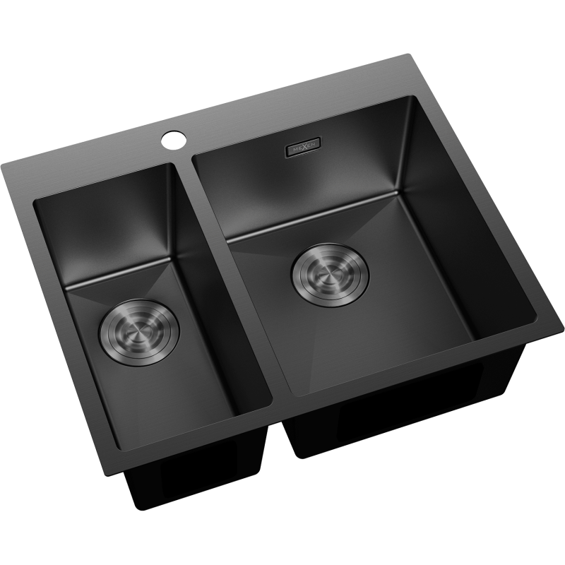 Mexen Flexo мивка от стомана с 1,5 камери 610 x 510 mm, черна - 6446611500-70