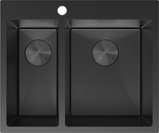 Mexen Flexo мивка от стомана с 1,5 камери 610 x 510 mm, черна - 6446611500-70