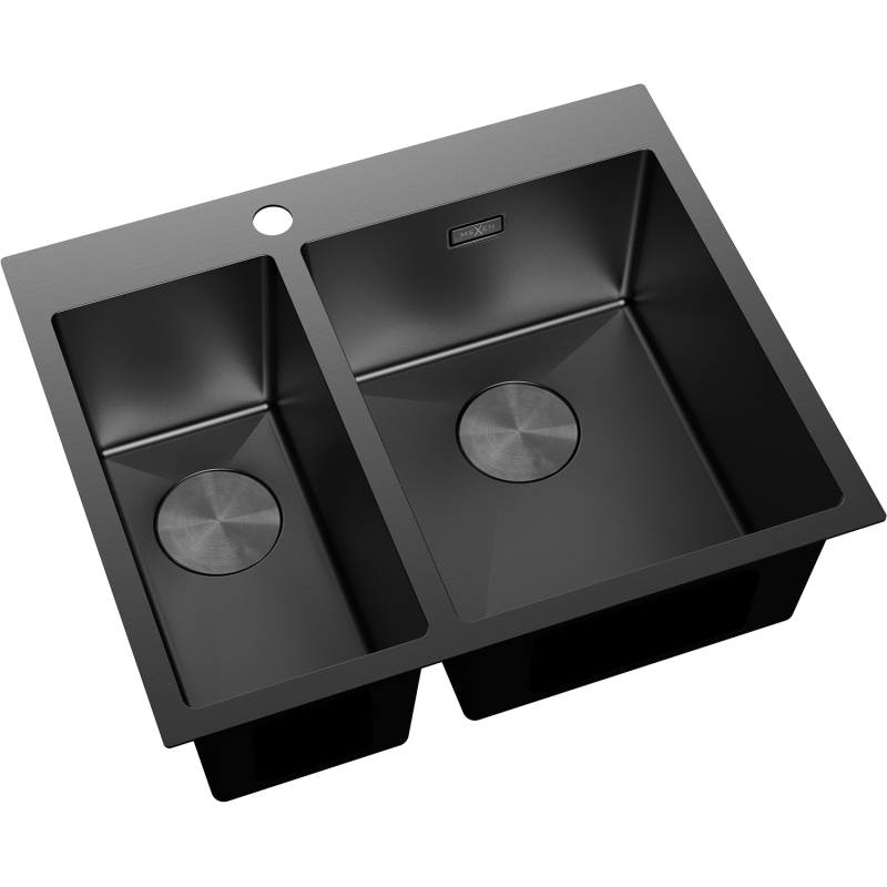 Mexen Flexo мивка от стомана с 1,5 камери 610 x 510 mm, черна - 6446611500-70
