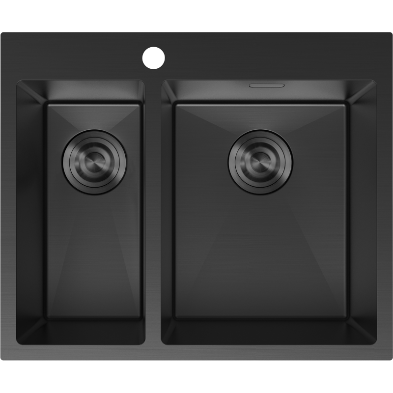 Mexen Flexo мивка от стомана с 1,5 камери 610 x 510 mm, черна - 6446611500-70