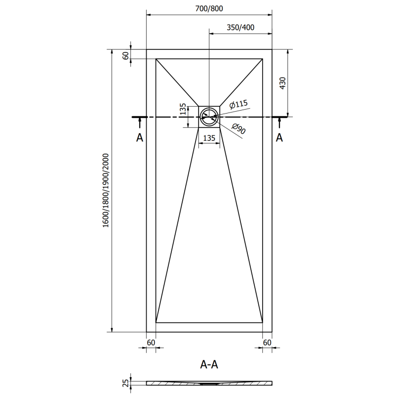 Mexen Stone+ правоъгълна композитна душ корито 200 x 80 см, черна - 44708020