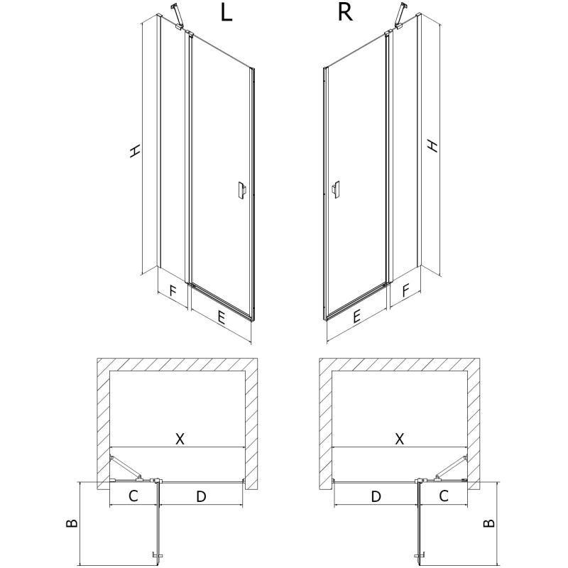 Mexen Mist люлеещи се душ врати 100 cm, прозрачно, златно - 8A4-100-000-50-00