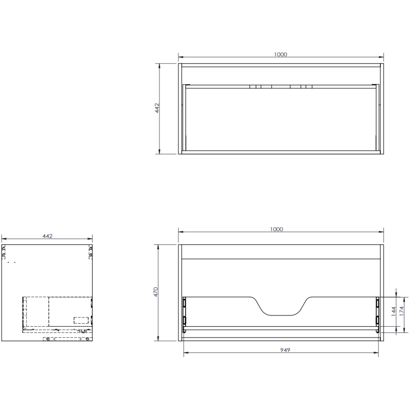 Mexen Orio баня шкаф под мивка 100 см, 1 чекмедже, черен гланц - 91A10-10047-1-BF70