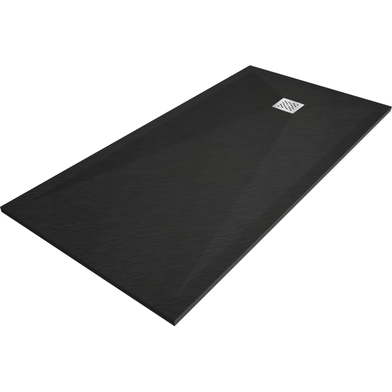 Mexen Stone+ правоъгълна композитна поддушова кора 160 x 100 см, черна - 44701016