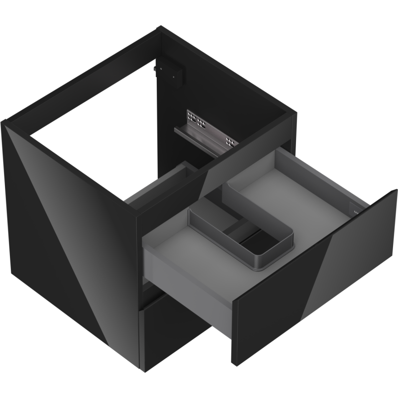 Mexen Orio баня шкаф под мивка 50 см, 2 чекмеджета, черен гланц - 91A10-05047-2-BFF70