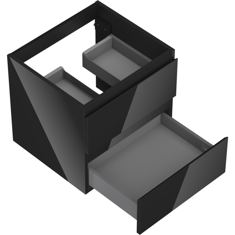Mexen Orio баня шкаф под мивка 50 см, 2 чекмеджета, черен гланц - 91A10-05047-2-BFF70
