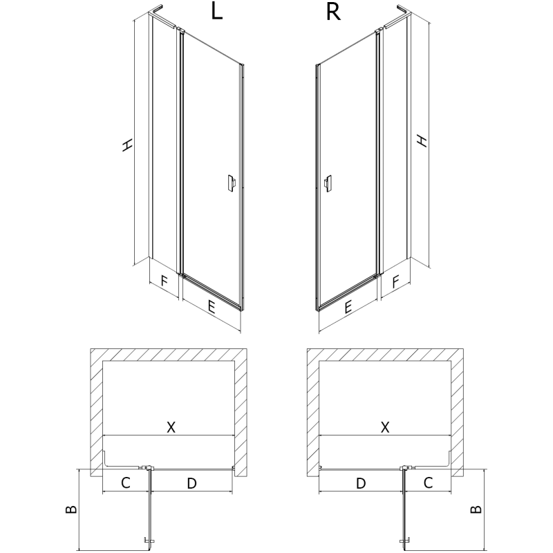 Mexen Mist L душ кабина с отваряеми врати, дясна 110 см, черна решетка, черно - 8A4L-110-000-70-77-P