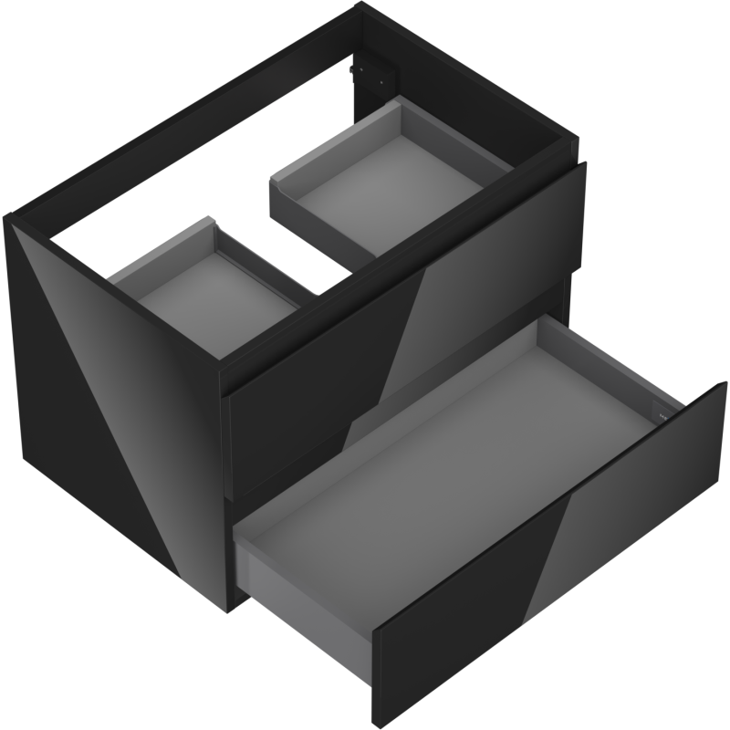Mexen Orio шкаф за баня под умивалник 70 см, 2 чекмеджета, черен гланц - 91A10-07047-2-BFF70