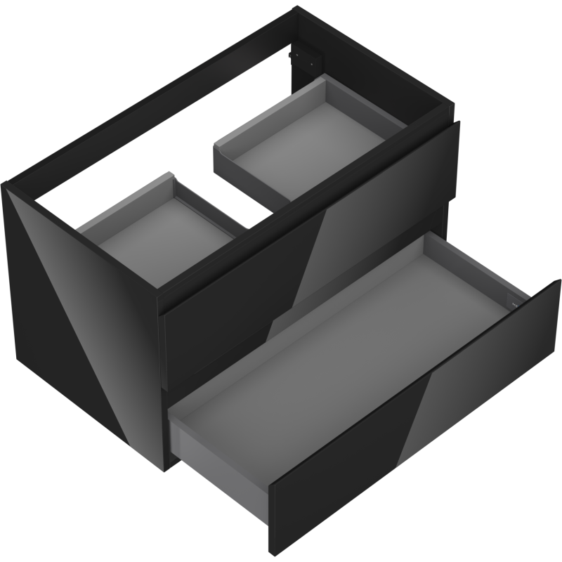 Mexen Orio шкаф за баня под мивка 80 см, 2 чекмеджета, черен гланц - 91A10-08047-2-BFF70