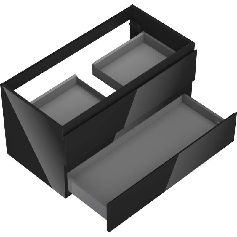 Mexen Orio шкаф за баня под мивка 90 см, 2 чекмеджета, черен гланц - 91A10-09047-2-BFF70