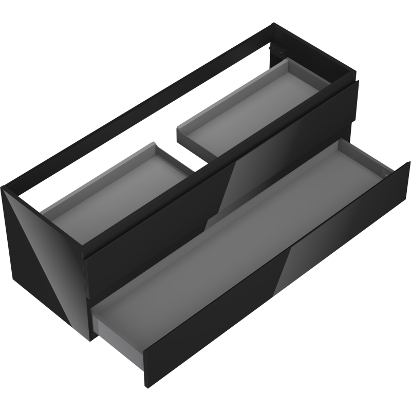 Mexen Orio шкаф за баня под мивка 140 см, 2 чекмеджета, черен гланц