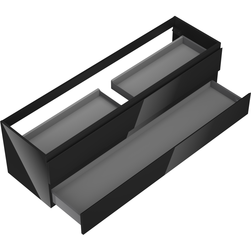 Mexen Orio шкаф за баня под мивка 160 cm, 2 чекмеджета, черен блясък - 91A10-16047-2-BFF70