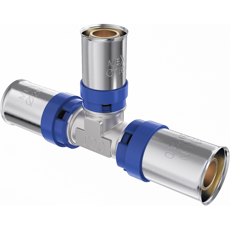Mexen PEX-P редукционен тройник за пресоване, пресован PEX 20 x 16 x 20 - W97131-201620-00