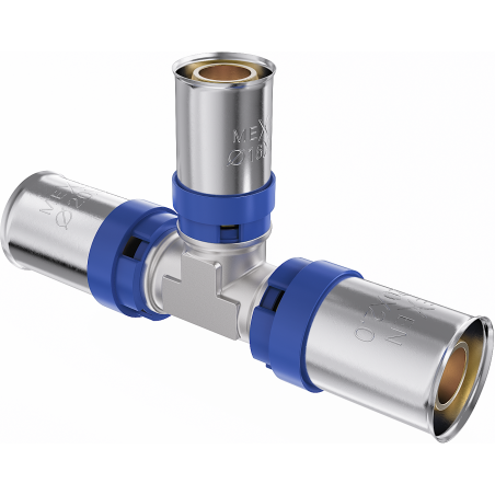 Mexen PEX-P редукционен тройник с пресоващо съединение PEX 25 x 16 x 25 - W97131-251625-00