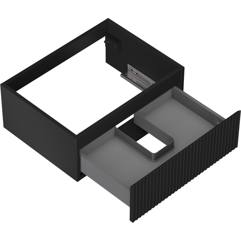 Mexen Rivel шкаф за баня за мивка 60 см, 1 чекмедже, оребрено, черно матово - 91A20-06023-1-BF71