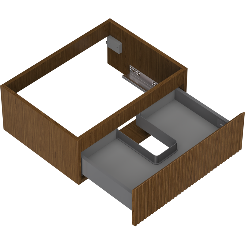 Mexen Rivel шкафче за баня под мивка 60 см, 1 чекмедже, гофрирано, орех - 91A20-06023-1-BF86