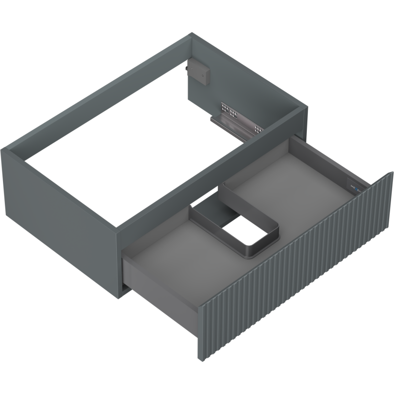 Mexen Rivel шкаф за баня под мивка 70 см, 1 чекмедже, набразден, графит мат