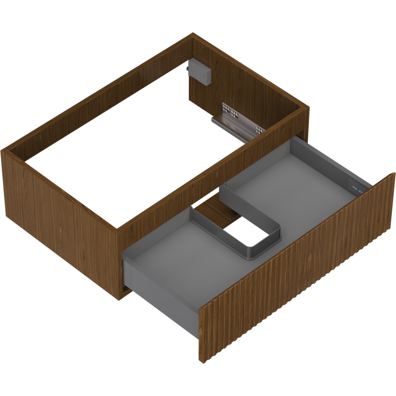 Mexen Rivel шкафче за баня под мивка 70 см, 1 чекмедже, оребрено, орех