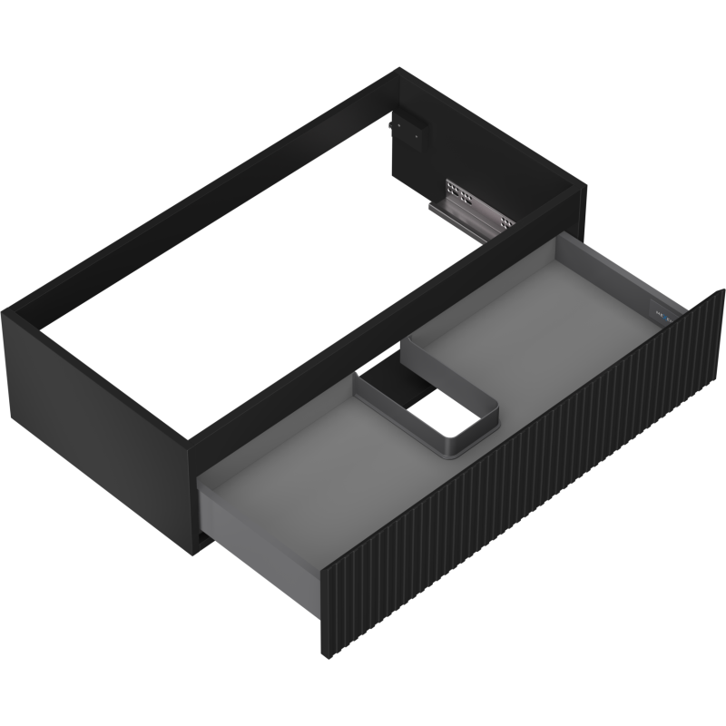 Mexen Rivel шкаф за баня под мивка 90 см, 1 чекмедже, с релеф, черен мат