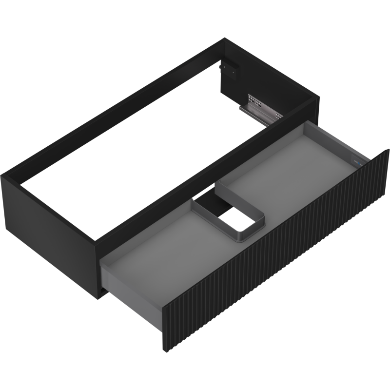 Mexen Rivel шкаф за баня за мивка 100 см, 1 чекмедже, оребрена, черна мат - 91A20-10023-1-BF71