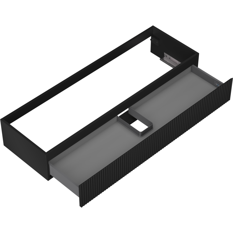 Mexen Rivel шкаф за баня под умивалник 140 см, 1 чекмедже, гофриран, черен мат - 91A20-14023-1-BF71