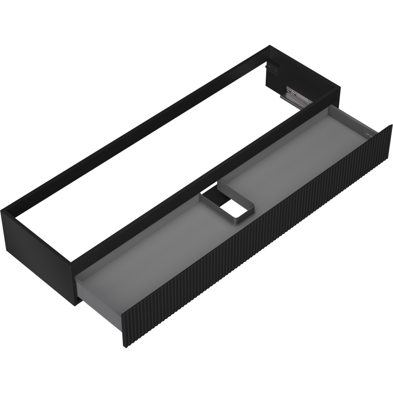 Mexen Rivel шкаф за баня под мивка 160 см, 1 чекмедже, оребрен, черен мат