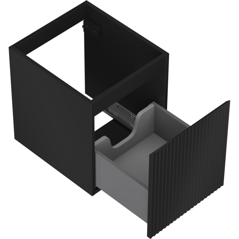 Mexen Rivel шкаф за баня под мивка 40 см, 1 чекмедже, набразден, черен мат