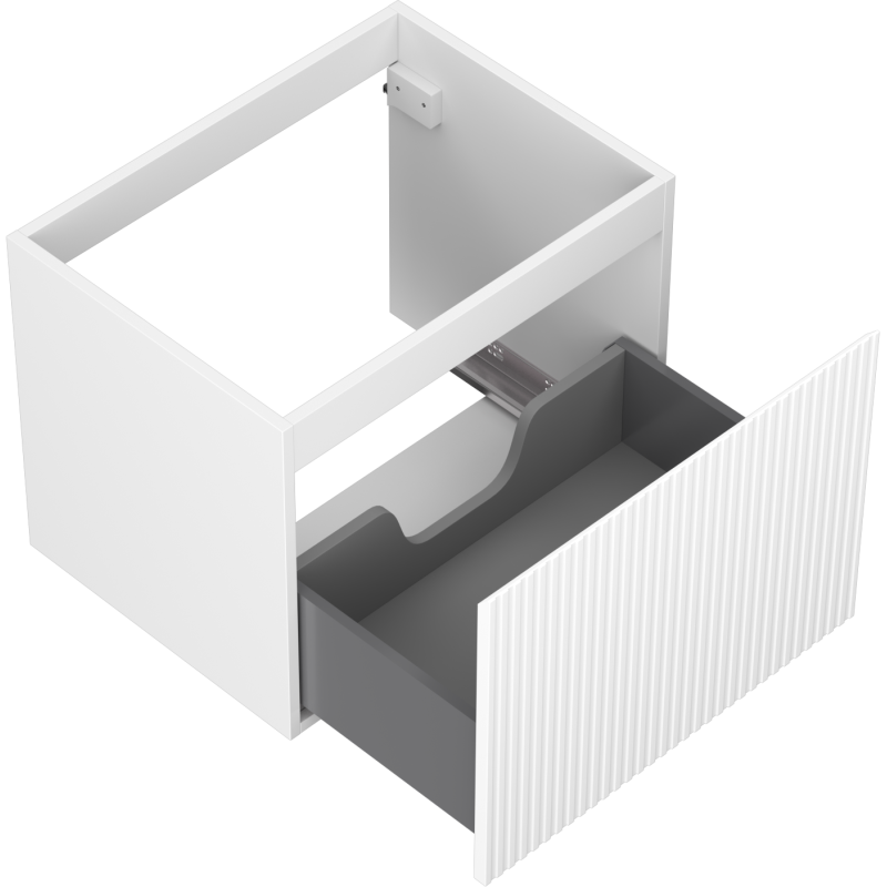 Mexen Rivel шкаф за баня под мивка 60 см, 1 чекмедже, оребрен, бял мат - 91A20-06047-1-BF01