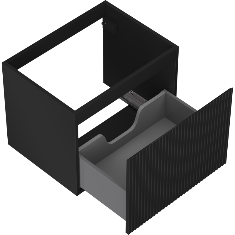 Mexen Rivel шкаф за баня под умивалник 60 см, 1 чекмедже, оребрена, черна мат - 91A20-06047-1-BF71