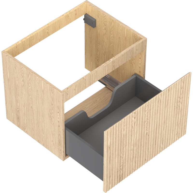 Mexen Rivel шкаф за баня под умивалник 60 см, 1 чекмедже, гофриран, дъб - 91A20-06047-1-BF81