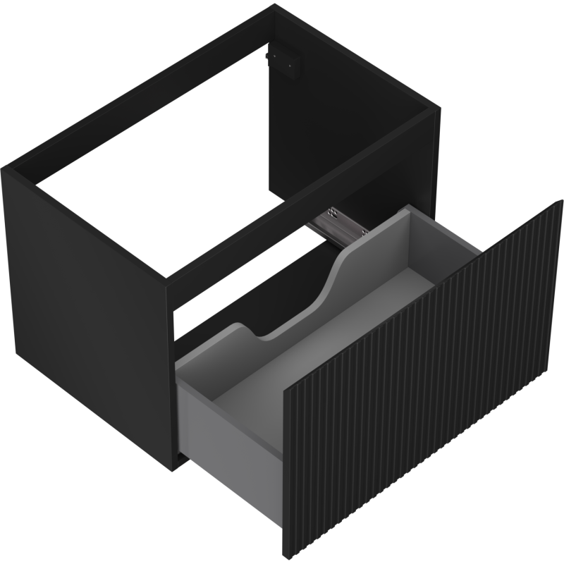 Mexen Rivel шкаф за баня с мивка 70 см, 1 чекмедже, оребрен, черен мат