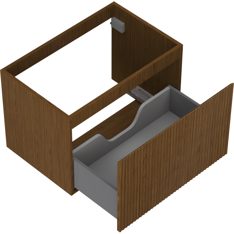 Mexen Rivel шкафче за баня под мивка 70 см, 1 чекмедже, оребрено, орех - 91A20-07047-1-BF86