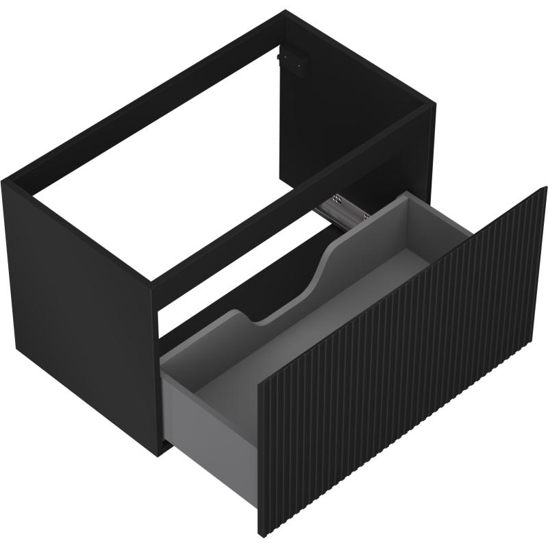 Mexen Rivel шкаф за баня под мивка 80 см, 1 чекмедже, оребрен, черен мат