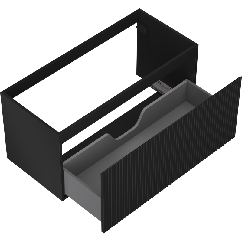 Mexen Rivel шкаф за баня за мивка 100 см, 1 чекмедже, рифлено, черно мат - 91A20-10047-1-BF71
