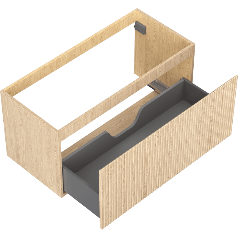 Mexen Rivel шкаф за баня под мивка 100 см, 1 чекмедже, оребрен, дъб - 91A20-10047-1-BF81