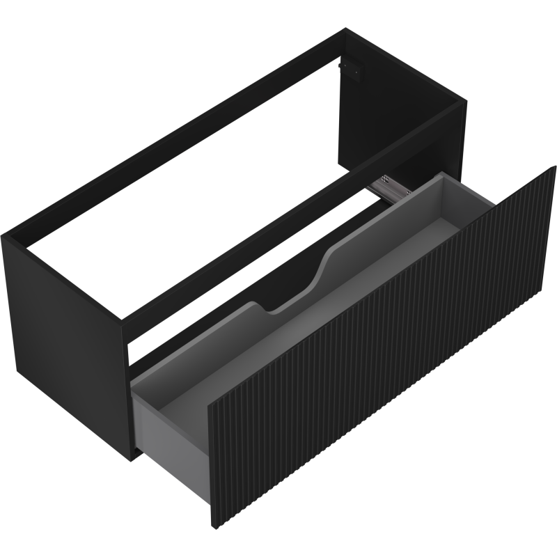 Mexen Rivel шкаф за баня под мивка 120 см, 1 чекмедже, оребрен, черен мат