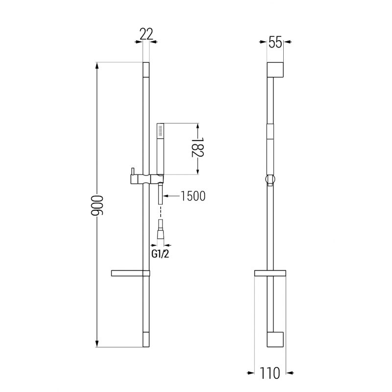 Mexen DS70 плъзгащ се душ комплект, хром - 785704583-00