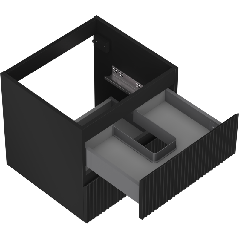 Mexen Rivel шкаф за баня за монтаж под мивката 50 см, 2 чекмеджета, релефен, черен мат - 91A20-05047-2-BFF71
